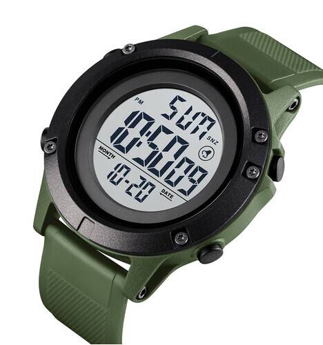 SKMEI 1508 Army Green PU Digital Watch For Unisex White Army Green