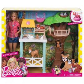Barbie Pet Rescuer Doll Center with 8 pets & Playset- FCP78