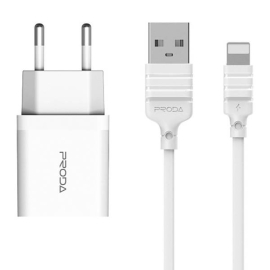 Proda Linghang Series Wall Charger With Cable USB 2.4A To Lightning 8-pin/Type-C/ Micro (1m), 3 image