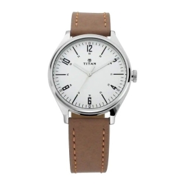 Titan Workwear Watch with Silver Dial & Tan Leather Strap 1802SL01