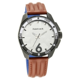 Fastrack Hitlist Quartz Analog White Dial Leather Strap Watch for Guys, 2 image