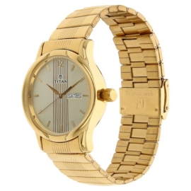 Titan Analog with Day and Date Champagne Dial Metal Strap watch for Men, 2 image