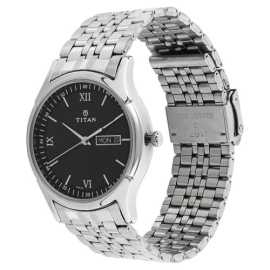 Titan Karishma Black Dial Analog with Day and Date Stainless Steel Strap watch for Men