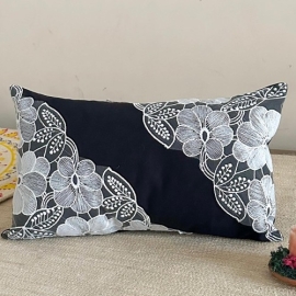 Gorgeous lace attached cushion covers Black 20"x12"