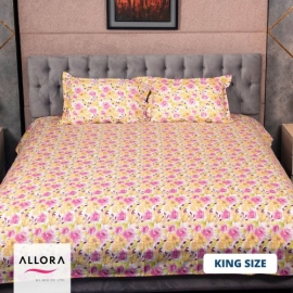 Yellow Rose Print Cotton Bedsheet