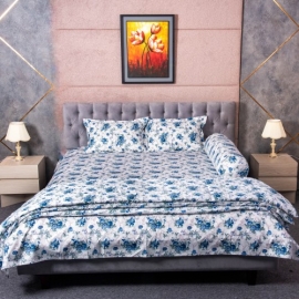 Blue Flower Comforter Full Set (5 PCs)