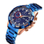 SKMEI 9192 Royal Blue Stainless Steel Chronograph Sport Watch For Men - RoseGold & Royal Blue, 3 image