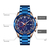 SKMEI 9192 Royal Blue Stainless Steel Chronograph Sport Watch For Men - RoseGold & Royal Blue, 4 image