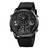 SKMEI 1653 Black PU Leather Dual Time Watch For Men - Black