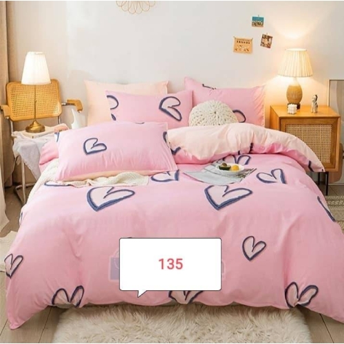 Pink Love Cotton Bed Cover