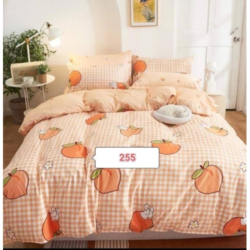 Peachy Peach Cotton Bed Cover With Comforter