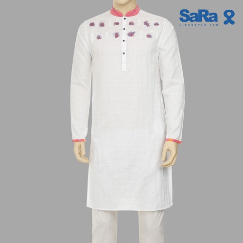 SaRa Men Panjabi (TMP601-White Dobby)