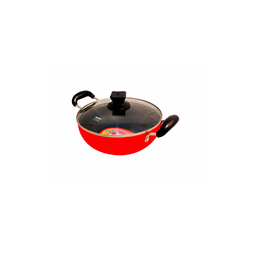 Noah Premium Non-Stick Kadhai Gas Bottom - 26.5cm - Red