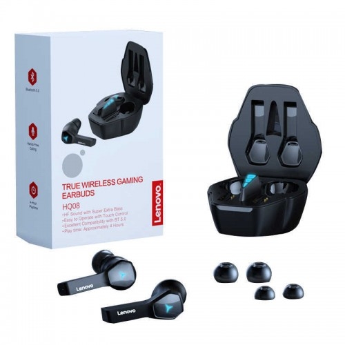 Lenovo HQ08 TWS Gaming Dual Earbuds Black, 4 image