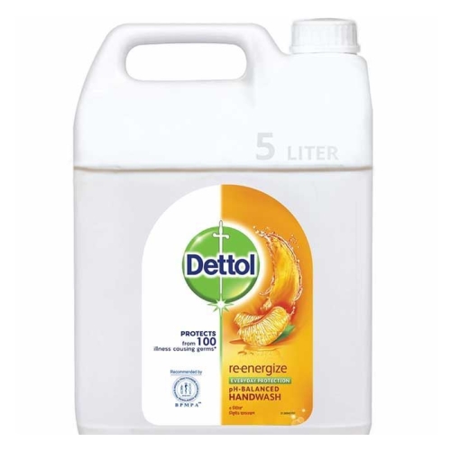 Dettol Handwash Re-Energize 5L Mega Refill Super Saver Pack pH-Balanced Liquid Soap formula