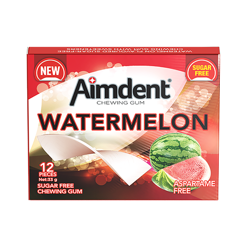 Aimdent Watermelon Sugar Free Chewing Gum - 12 Pcs