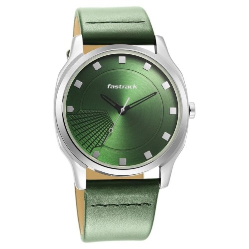 Fastrack Stunners Quartz Analog Green Dial Leather Strap Watch for Guys