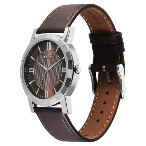 Titan Karishma Zing Quartz Analog Brown Dial Leather Strap Watch for Men, 2 image