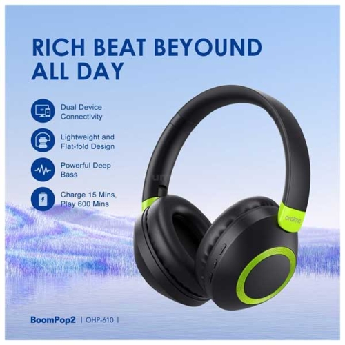 Oraimo BoomPop 2 Wireless Headphones (OHP-610) - Black, 2 image