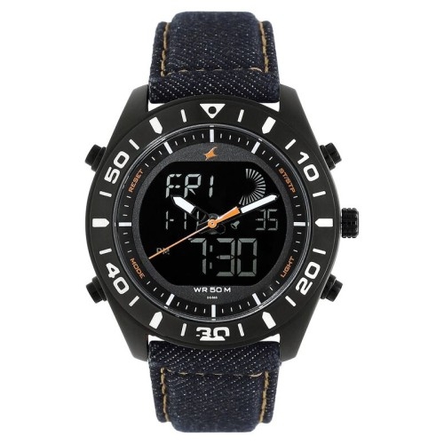 Fastrack Denim Quartz Analog Digital Black Dial Denim Strap Watch for Guys, 2 image