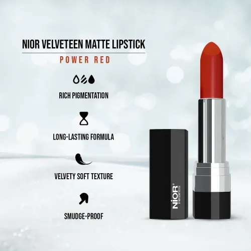 Nior Velveteen Matte Lipstick – Power Red, 2 image