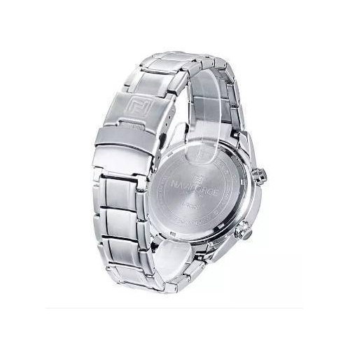 NF9050 Stainless Steel Dual Display Wrist Watch - Silver and Blue, 3 image