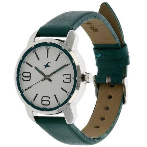 Fastrack Green Leather Strap Watch, 2 image